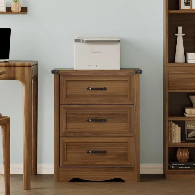 Alt view image 7 of 7 - Night Stand Set of 2, 3 Drawers Bedside Table Dresser with Charging Station, Sturdy Wooden End Side Table Storage Cabinet with Anti-Tipping Design for Bedroom