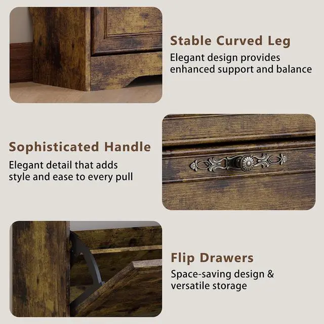 Alt view image 6 of 7 - Large Shoe Cabinet for Entryway, 4 Flip Drawer Organizer with Adjustable Shelves, Wooden Slim Shoe Storage Cabinet and Rack for Closet, Hallway, Foyer