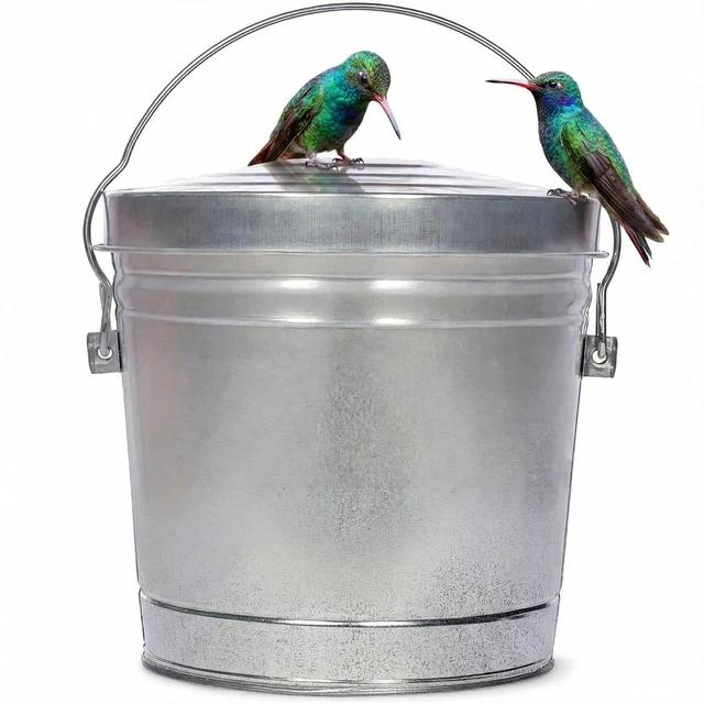 Main image of 6 Gallon Galvanized Steel Storage Can,Round Trash Can,Bin w/Locking Lid & Handle,Durable Metal Container for Food-for Food, Pet Food, Dry Goods & More