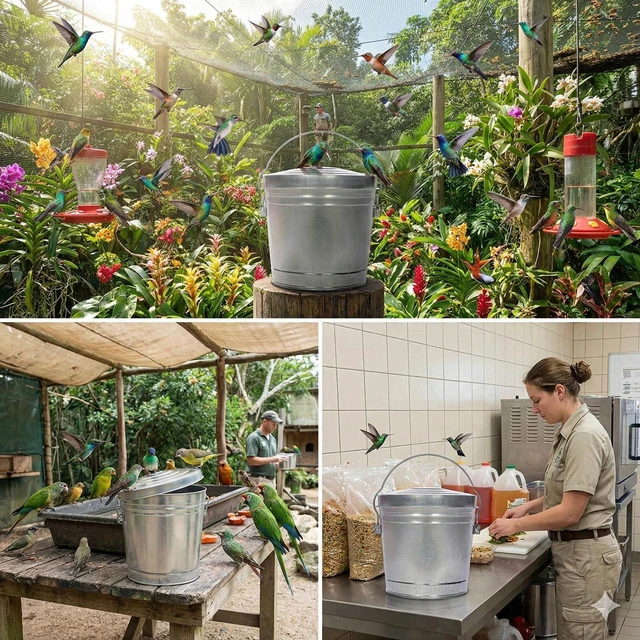 Alt view image 5 of 7 - 6 Gallon Galvanized Steel Storage Can,Round Trash Can,Bin w/Locking Lid & Handle,Durable Metal Container for Food-for Food, Pet Food, Dry Goods & More