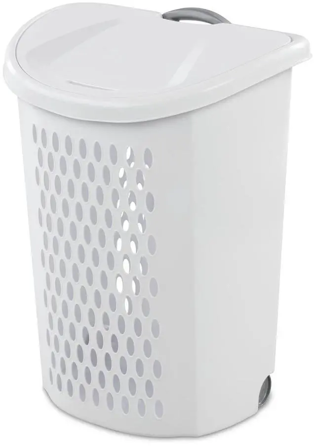 Main image of Wheeled Plastic Laundry Hamper,135 L Sized Plastic Laundry Basket Large Rolling Laundry Hamper with Lid Pull Handle & Side Grips Ventilated Clothes Basket for Home, Dorm, or Apartment