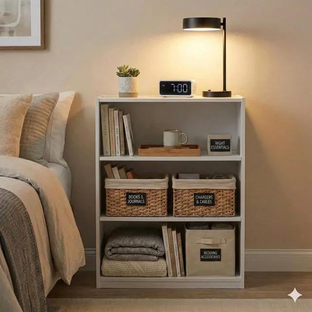 Alt view image 7 of 7 - 3 Tier Bookcase,Open Book Shelf with Adjustable Shelves, Bookshelf for Home Office, Living Room, Bed Room (White)