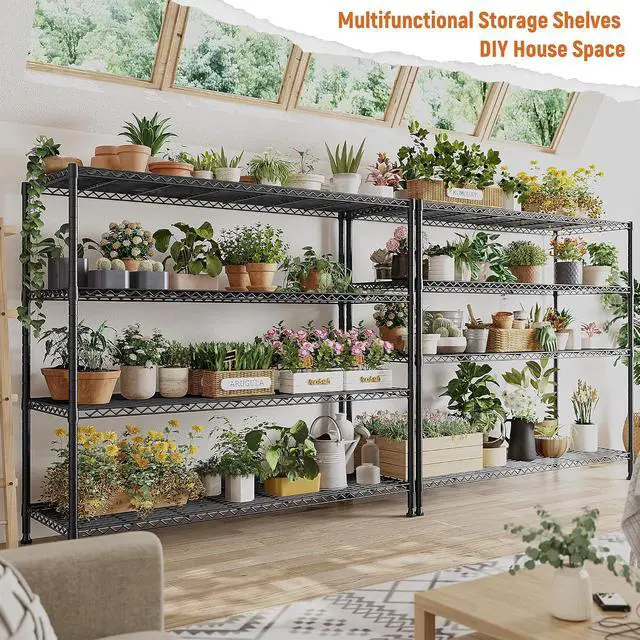 Alt view image 7 of 7 - Storage Shelves 45.3''W Wire Shelving Unit 4 Tier Metal Shelves for Storage Rack Metal Shelving for Pantry Shelves Kitchen Steel Shelving, 45.3''W*63''H*17.7" D