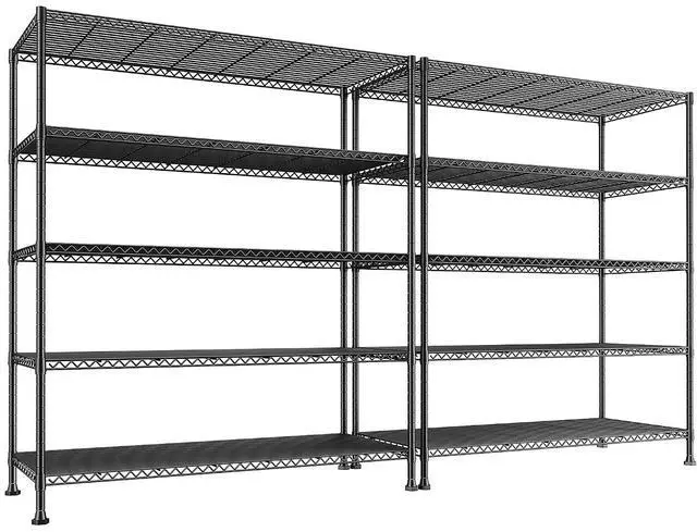 Main image of 45.5''W Storage Shelves Wire Shelving, 5 Tier Pantry Shelves for Storage Rack, Adjustable Metal Shelving for Pantry Kitchen Steel Shelving, 45.5" W x 71" H x 17.7" D, 2 Pack