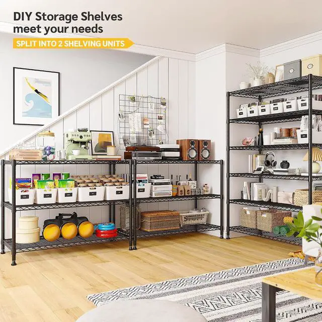 Alt view image 6 of 7 - 75''H Storage Shelves Metal Shelving Unit, 6 Tier Wire Shelving for Pantry Shelves Adjustable 1200LBS Garage Shelving Heavy Duty Storage Rack for Kitchen Garage, 35.4''W*75''H*15.7" D