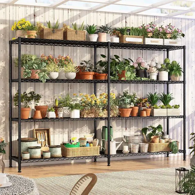 Alt view image 2 of 7 - 70"W Metal Shelving, Storage Shelves 4-tier Wire Shelving Unit Load 1240LBS Metal Shelves for Storage Adjustable Shelving Rack for Pantry Kitchen Commercial school Garage 70"W*15.8"D*62.9"H