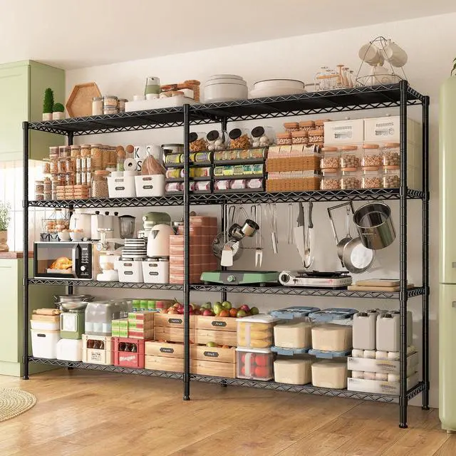 Alt view image 5 of 7 - 70"W Metal Shelving, Storage Shelves 4-tier Wire Shelving Unit Load 1240LBS Metal Shelves for Storage Adjustable Shelving Rack for Pantry Kitchen Commercial school Garage 70"W*15.8"D*62.9"H