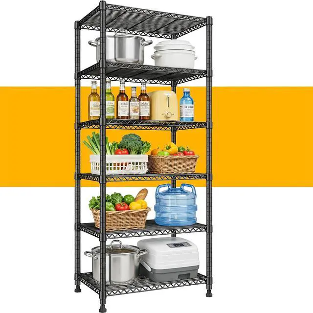 Main image of 6-Storage Shelves Metal Shelving Units and Storage Shelves, 72.2H Wire Shelving Garage Adjustable, Garage Storage Save Space, Heavy Duty Shelving for Pantry Kitchen, 24.3W X18D X72.2H