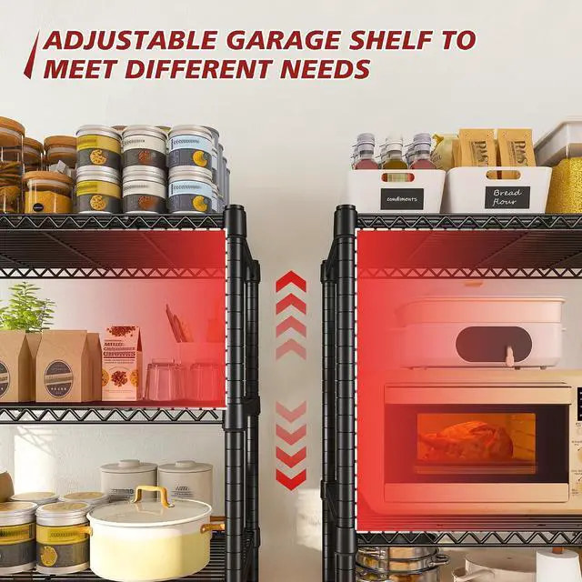 Alt view image 5 of 7 - 6-Storage Shelves Metal Shelving Units and Storage Shelves, 72.2H Wire Shelving Garage Adjustable, Garage Storage Save Space, Heavy Duty Shelving for Pantry Kitchen, 24.3W X18D X72.2H