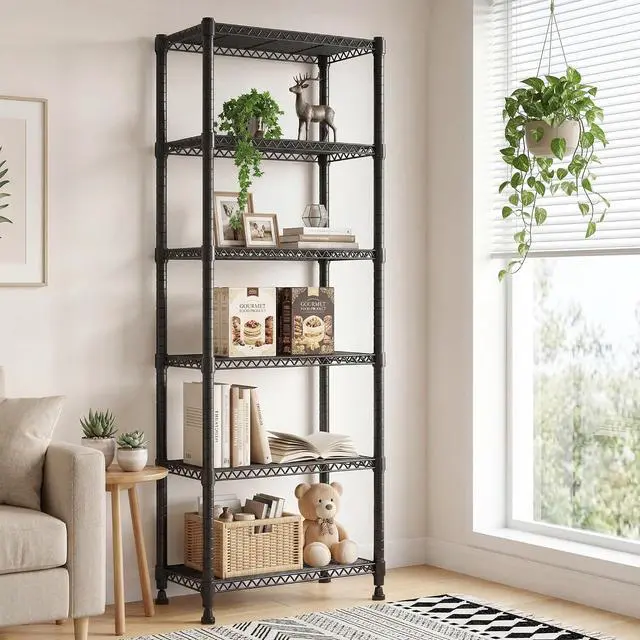 Alt view image 7 of 7 - 6-Storage Shelves Metal Shelving Units and Storage Shelves, 72.2H Wire Shelving Garage Adjustable, Garage Storage Save Space, Heavy Duty Shelving for Pantry Kitchen, 24.3W X18D X72.2H