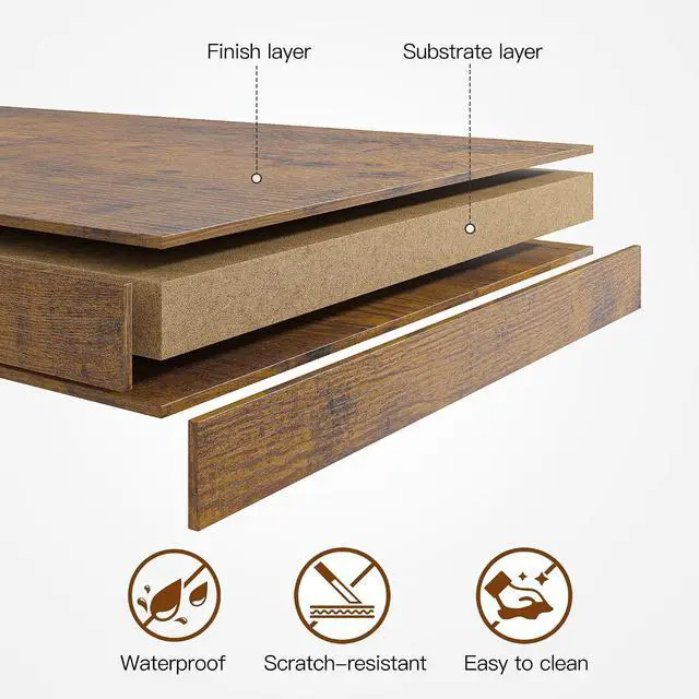Alt view image 7 of 7 - Desktop Bookshelf, High-Capacity Desk Hutch Organizer with 7 Shelves and 2 Drawers, Adjustable Bookshelf Storage, Desk Shelf for Top of Desk, Desk Hutch Dorm, Rustic Brown
