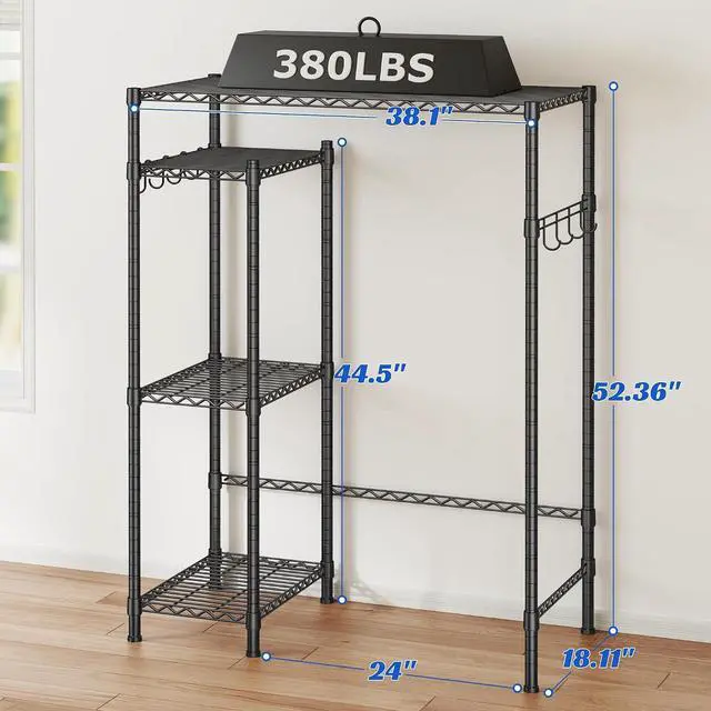 Alt view image 3 of 7 - Mini Fridge Cabinet with Storage Shelves,4 Tier Mini Fridge Stand with Small Refrigerator Insert Storage Space, Adjustable Utility Storage Shelf with for Dorm Kitchen, 38.1" Wx18.11 Dx52.36 H