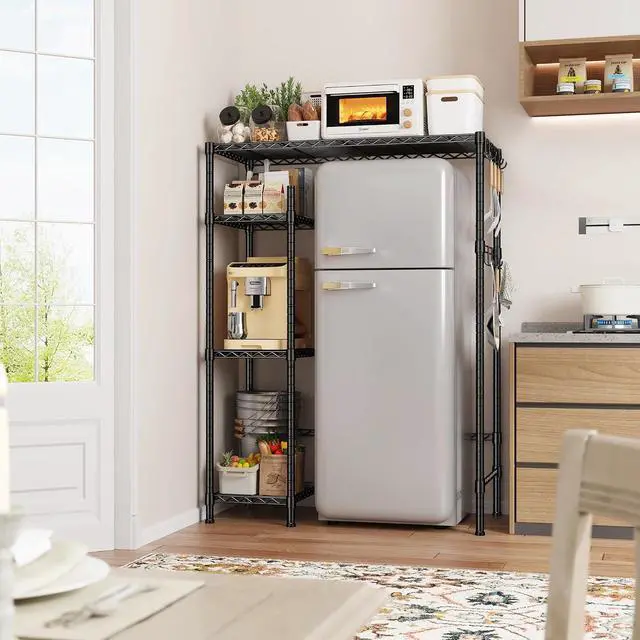 Alt view image 2 of 7 - Mini Fridge Cabinet with Storage Shelves,4 Tier Mini Fridge Stand with Small Refrigerator Insert Storage Space, Adjustable Utility Storage Shelf with for Dorm Kitchen, 38.1" Wx18.11 Dx52.36 H