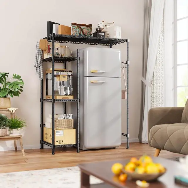 Alt view image 6 of 7 - Mini Fridge Cabinet with Storage Shelves,4 Tier Mini Fridge Stand with Small Refrigerator Insert Storage Space, Adjustable Utility Storage Shelf with for Dorm Kitchen, 38.1" Wx18.11 Dx52.36 H