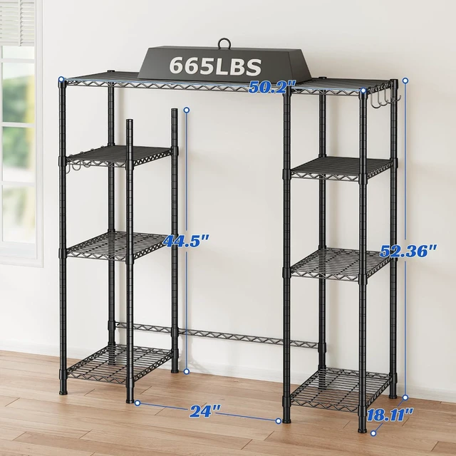 Alt view image 3 of 7 - Mini Fridge Stand,Small Refrigerator Storage Shelves,4 Tier Space-Saving Coffee Bar Cabinet, Adjustable Utility Microwave Stand Storage,Shelf for Kitchen Living Room,50.2" Wx18.11 Dx52.36 H