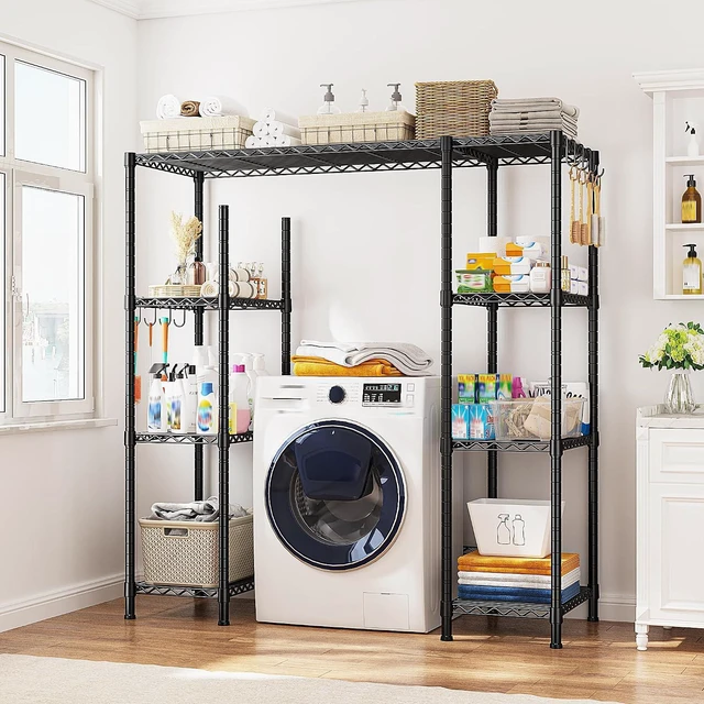 Alt view image 5 of 7 - Mini Fridge Stand,Small Refrigerator Storage Shelves,4 Tier Space-Saving Coffee Bar Cabinet, Adjustable Utility Microwave Stand Storage,Shelf for Kitchen Living Room,50.2" Wx18.11 Dx52.36 H