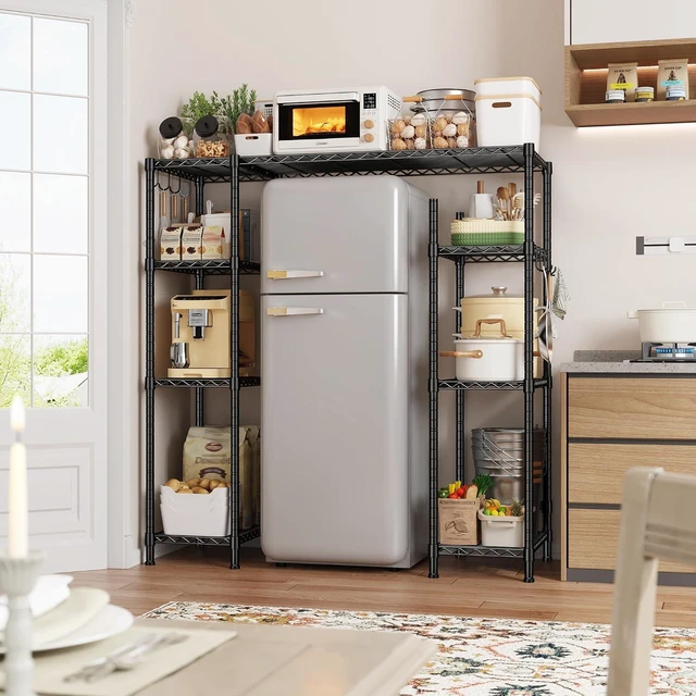 Alt view image 7 of 7 - Mini Fridge Stand,Small Refrigerator Storage Shelves,4 Tier Space-Saving Coffee Bar Cabinet, Adjustable Utility Microwave Stand Storage,Shelf for Kitchen Living Room,50.2" Wx18.11 Dx52.36 H