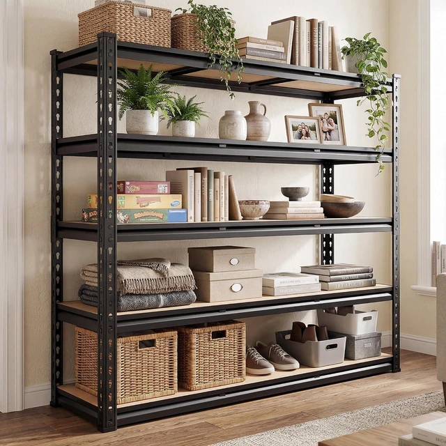 Alt view image 2 of 7 - 5 Tier Storage Shelves,72'' H Heavy Duty Garage Shelving,Adjustable Metal Shelving,Pantry Shelf for Spaces Basement,Warehouse,Closet,Storage Room,Library Or Offices72 H x 40" W x 20" D,2500LBS