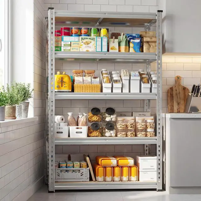 Alt view image 2 of 7 - Storage Shelves, 5 Tier Metal Garage Shelving, Adjustable Waterproof Storage Rack for Kitchen Storage, Basement, Garage, Pantry, Closet, Galvanized, 12"D x 28"W x 59.8"H2020 lbs Total Capacity