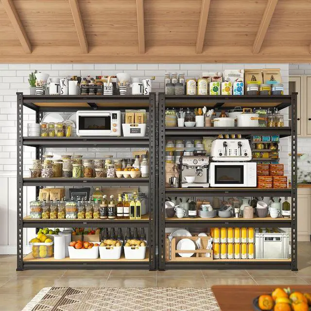 Alt view image 2 of 7 - 2000LBS Garage Shelving Heavy Duty 72''H Storage Shelves 5 Tier Heavy Duty Shelving, Adjustable Metal Shelves for Garage Pantry Closet Kitchen Basement 35.5" W x72 H x 15.8" D, 2 Pack