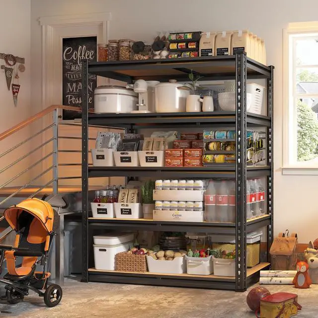 Alt view image 5 of 7 - 2000LBS Garage Shelving Heavy Duty 72''H Storage Shelves 5 Tier Heavy Duty Shelving, Adjustable Metal Shelves for Garage Pantry Closet Kitchen Basement 35.5" W x72 H x 15.8" D, 2 Pack