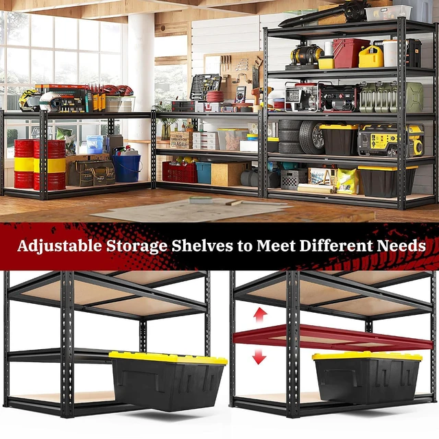 Alt view image 6 of 7 - 5 Tier Storage Shelves,72'' H Heavy Duty Garage Shelving,Adjustable Metal Shelving,Pantry Shelf for Spaces Basement,Warehouse,Closet,Storage Room,Library Or Offices72 H x 40" W x 20" D,2500LBS