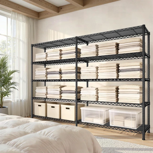 Alt view image 6 of 7 - 73''W Shelf 1650 LBS Storage Shelves 5-Tier Metal Shelving Wire Shelving Unit, Adjustable Heavy Duty Metal Shelves Wire Shelf for Pantry Kitchen Industrial Commercial,17.7" D x 73" W x 71" H