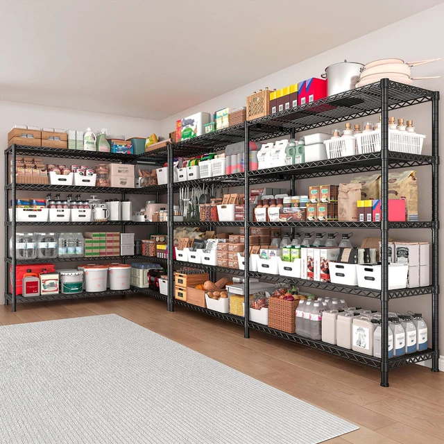Alt view image 2 of 7 - 73''W Storage Shelves Load 1650 LBS Metal Shelving 5-Tier Adjustable Heavy Duty Metal Shelves Wire Shelving Unit for Wire Shelf for Industrial Garage Pantry Kitchen,17.7"D x 73"W x 71"H, 2PCS