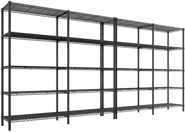 Main image of REIBII1450LBS Metal Shelving Unit Storage Shelves 5 Tier Wire Shelving 58.1''W Pantry Shelves Wire Shelf Adjustable Garage Shelving Heavy Duty Storage Rack for Pantry Kitchen Garage, Black2 Pack