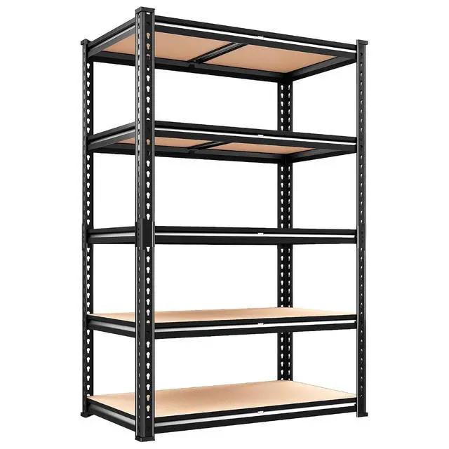 Alt view image 3 of 7 - 2000LBS Storage Shelves Heavy Duty,5-Tier Metal Shelving Unit for Pantry Garage Laundry Room,Adjustable Utility Storage Rack with Steel Frame & Thick MDF Boards,27.8"W x 12"D x 60"H, Black,3 Pack