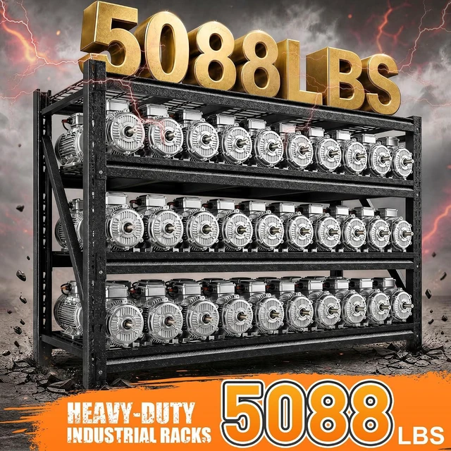Alt view image 4 of 7 - 5088LBS Heavy Duty Garage Shelving, 68.3'' W Large Metal Storage Shelves with Steel Industrial Structure, Adjustable Storage Rack for Warehouse, Basement, Rust/Water Resistant, 23.4'' D x 72''H