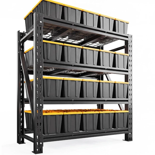 Main image of 3040LBS Heavy Duty Garage Shelving, 51.6" W Large Metal Storage Shelves with Steel Industrial Structure, Adjustable Storage Rack for Warehouse, Basement, Rust/Water Resistant, 17.8" D x 72" H