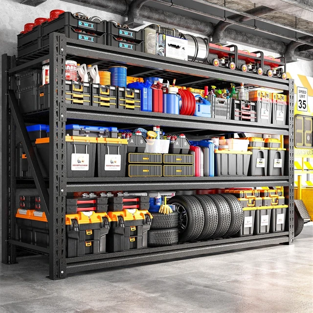 Alt view image 5 of 7 - 5088LBS Heavy Duty Garage Shelving, 68.3'' W Metal Storage Shelves with Steel Industrial Structure, Adjustable Storage Rack for Warehouse, Basement, Rust/Water Resistant, 23.4'' D x 72''H, 2PC