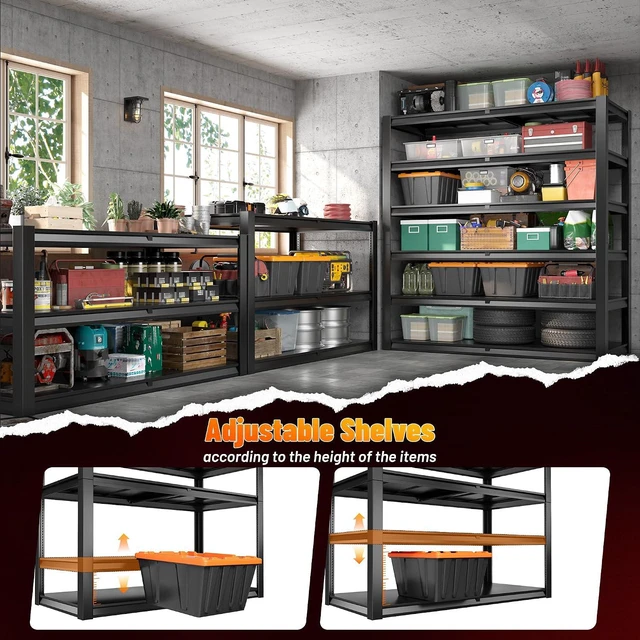 Alt view image 5 of 7 - 84.1" H Garage Shelving, 3500LBS Storage Shelves Heavy Duty, Adjustable 6-Tier Metal Shelving for Commercial, Warehouse, Basement, Garage,Shop, 55.1" W x 25.8" D x 84.1" H