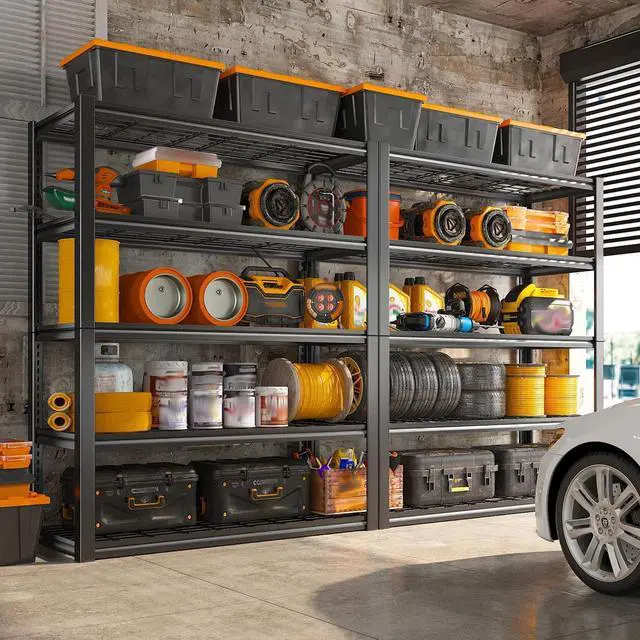 Alt view image 6 of 7 - 48" W Garage Shelving Load 2500LBS, 5 Tier Storage Shelves, Adjustable Garage Storage Shelves, Heavy Duty Shelving for Warehouse, Pantry, Basement, Commercial, 48" W X 72" H X18 D
