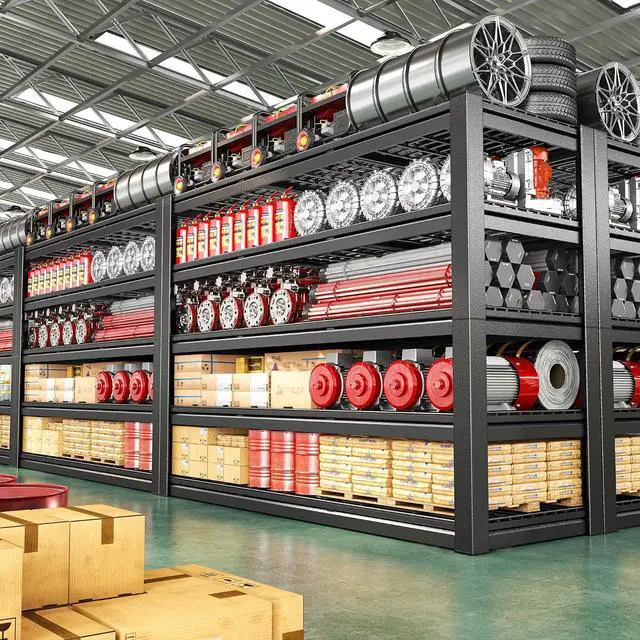 Alt view image 6 of 7 - 60" W Heavy Duty Garage Shelving,3000LBS Storage Shelves Metal Shelving,Adjustable Shelves for ndustrial 5 Tier Garage Shelves for Shop Commercial Warehouse Basement Pantry60 W x 24" D x 72" H