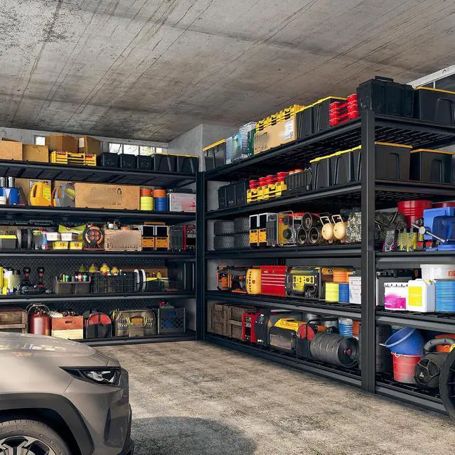 Alt view image 2 of 7 - 60" W Garage Shelving Heavy Duty Metal Shelving 3000LBS Storage Shelves Adjustable Metal Shelves for Industrial 5 Tier Garage Shelves for Basement Pantry Warehouse 60" W x 24" D x 72" H 2 Pack