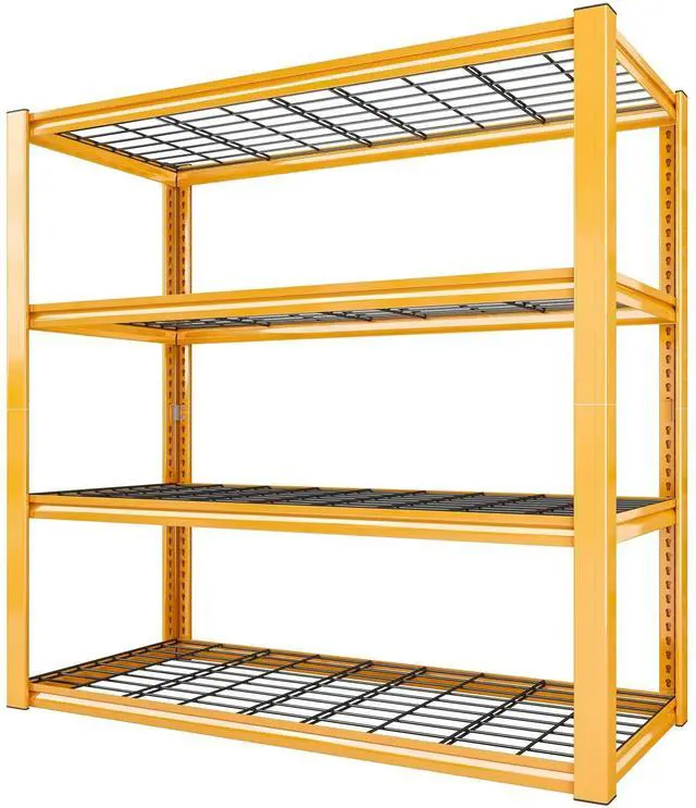 Main image of 40" W Yellow Garage Shelving with Double-Layer Frames for Homeowners | Load 2200Lbs, Adjustable, 10-Minute Easy Assembly, Wire Mesh Panels, for Garage Basement Warehouse Pantry, 40"W×19.5"D×59.5"H