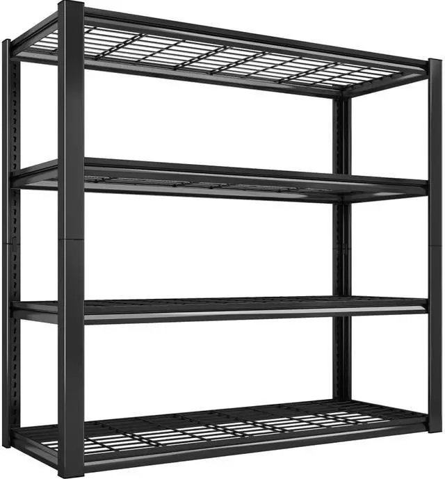 Main image of 40" W Storage Shelves with Wire Mesh Panels for Garage Organization | 560Lbs/tier, 40" W x 19.5" D x 59.5" H, Adjustable, 4-Tier, Double-Layer Frame, Rustproof Finish, for Basement Warehouse Shed
