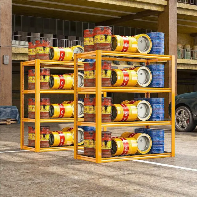 Alt view image 6 of 7 - 40" W Yellow Garage Shelving with Double-Layer Frames for Homeowners | Load 2200Lbs, Adjustable, 10-Minute Easy Assembly, Wire Mesh Panels, for Garage Basement Warehouse Pantry, 40"W×19.5"D×59.5"H