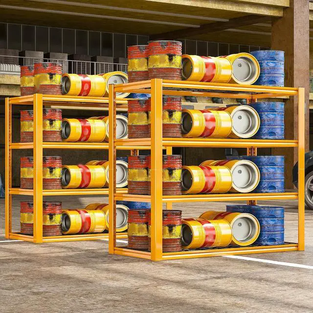 Alt view image 7 of 7 - 40" W Yellow Garage Shelving with Double-Layer Frames for Homeowners | 2240Lbs, Adjustable, 10-Min Easy Assembly, Wire Mesh Panels, for Garage Basement Warehouse Commercial, 40"W×19.5"D×59.5"H, 2P