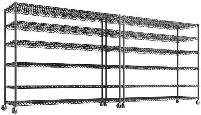 Main image of 6-Tier Wire Shelving Units with Wheels 60" W Extra-Wide Heavy Duty Metal Shelving, 3,598 lbs Capacity, Adjustable Storage Racks for Garage, Pantry, Basement & Commercial Use, 2 Pack