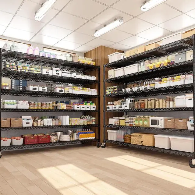 Alt view image 5 of 7 - 82.6" H*60''W*17.7" D Steel Heavy Duty Wire Shelving with Wheels, 6-Tier Adjustable Storage Shelves 3598LBS Commercial Metal Shelves for Pantry, Garage, College Dorm School Industrial Shelving