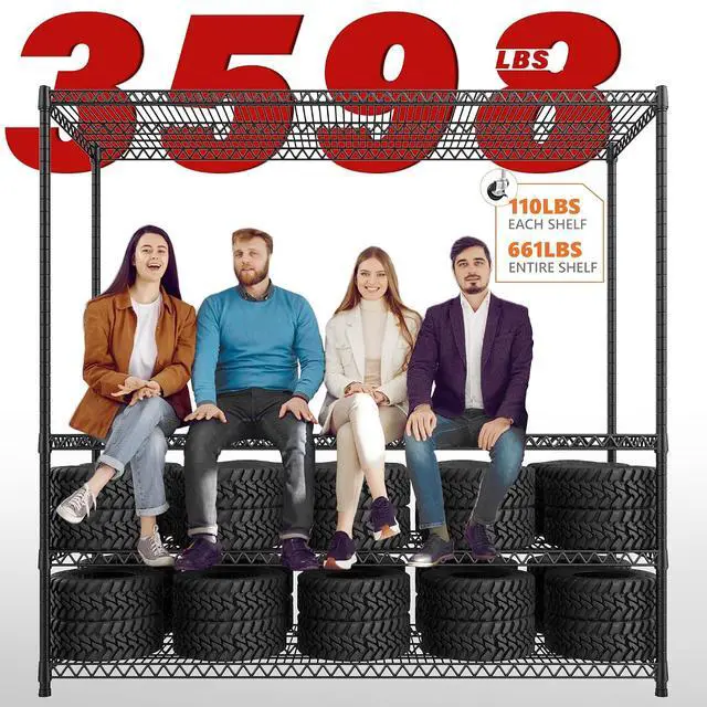 Alt view image 6 of 7 - 82.6" H*60''W*17.7" D Steel Heavy Duty Wire Shelving with Wheels, 6-Tier Adjustable Storage Shelves 3598LBS Commercial Metal Shelves for Pantry, Garage, College Dorm School Industrial Shelving