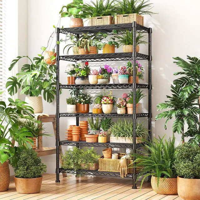 Alt view image 2 of 7 - 6-Tier Storage Shelves Metal Shelving for Storage Load 1000 LBS,Wire Shelves Heavy Duty Shelving Unit Adjustable Pantry Shelf Bathroom Kitchen Garage 24" W x 14" D x 71" H, Black