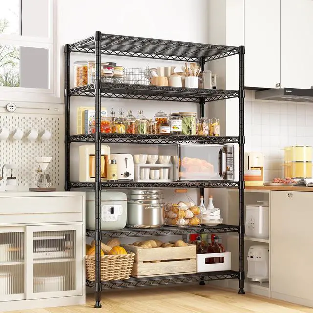 Alt view image 2 of 7 - 71" H Metal Shelves 6 Tier Storage Shelves 1200LBS Adjustable Shelving Units and Wire Shelving Unit Storage Rack Shelf Metal Shelving, 71" H x 29" W x 14" D