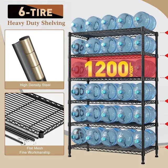 Alt view image 4 of 7 - 71" H Metal Shelves 6 Tier Storage Shelves 1200LBS Adjustable Shelving Units and Wire Shelving Unit Storage Rack Shelf Metal Shelving, 71" H x 29" W x 14" D