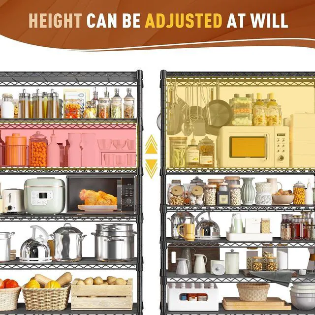 Alt view image 5 of 7 - 71" H Metal Shelves 6 Tier Storage Shelves 1200LBS Adjustable Shelving Units and Wire Shelving Unit Storage Rack Shelf Metal Shelving, 71" H x 29" W x 14" D