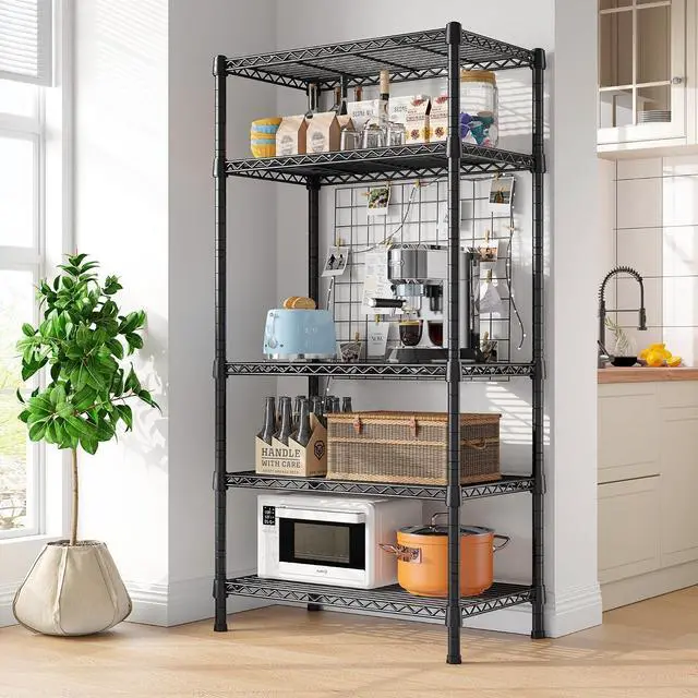 Alt view image 2 of 7 - Wire Shelving Rack 5-Tier Metal Shelves for Storage Adjustable Garage Shelving Heavy Duty Storage Shelves for Storage Rack, 24" W X 14" D X 59" H