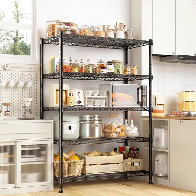 Alt view image 2 of 7 - 5-Tier Wire Shelving Storage Shelves Metal Shelves,1020 LBS Adjustable Heavy Duty Metal Shelving Units and Storage for Garage Pantry Kitchen Bathroom 29" W X 14" D X 63" H